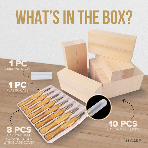 JJ CARE Premium Wood Carving Kit - Whittling Kit for Beginners for Kids & Adults - Widdle Wood Kit Gift Set